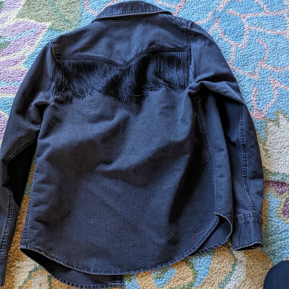 SAMPLE Levis Fringe Black Denim Shirt - Picture 6 of 10